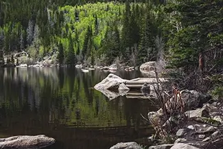 Rocky Mountain National Park Serene Lake Reflection, Estes Park, Colorado
