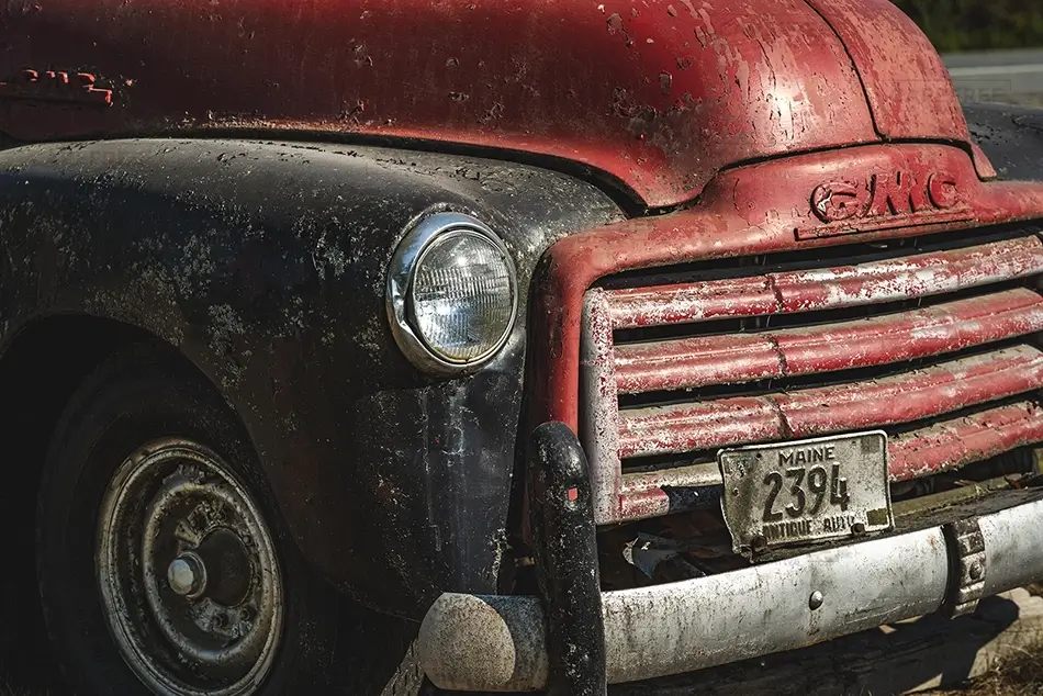 Rocky Ridge Orchard Vintage GMC Truck Close Up, Bowdoin, Maine · United States
