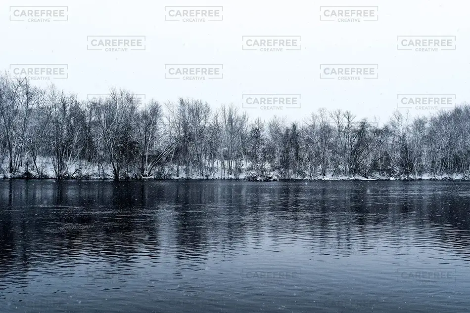 Tranquil Saco River in Winter, Saco, Maine · United States