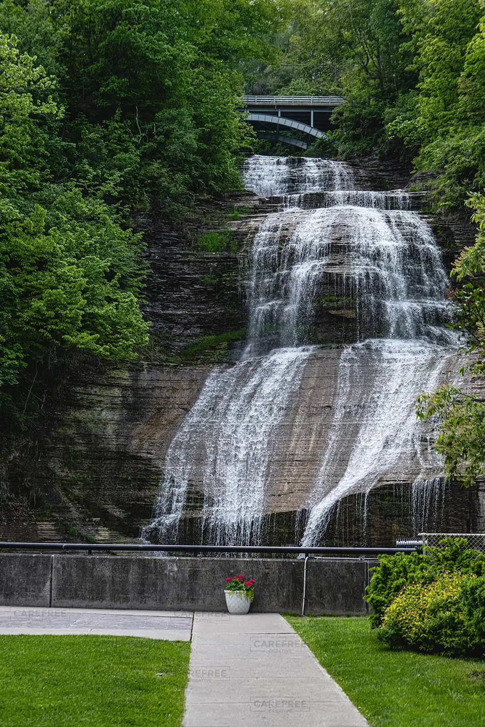 Shequaga Falls Cascading Waterfall Cliff, Montour Falls, New York · United States