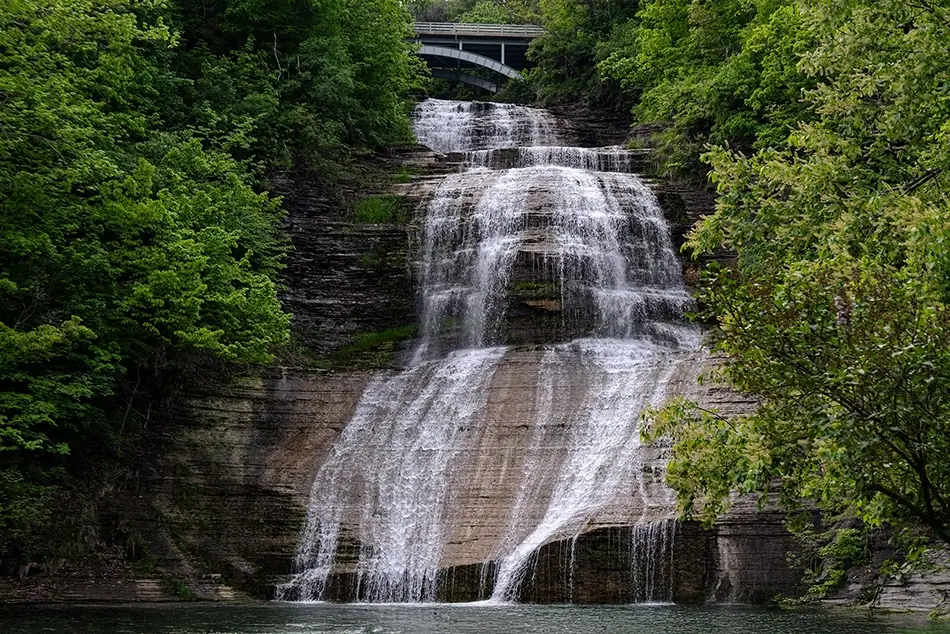 Shequaga Falls Cascading Waterfall Cliff, Montour Falls, New York · United States