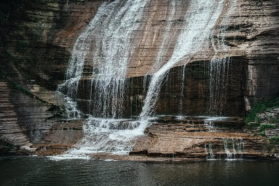 Shequaga Falls Cascading Over Rocks, Montour Falls, New York · United States