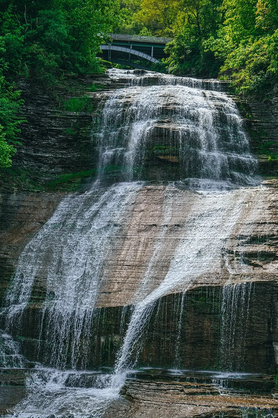 Shequaga Falls Cascading Waterfall Cliff, Montour Falls, New York · United States