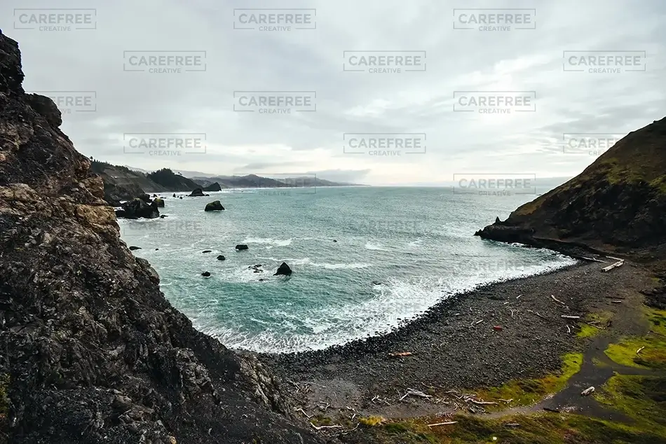 Sisters Rock State Park Wide Coastal View, Port Orford, Oregon · United States