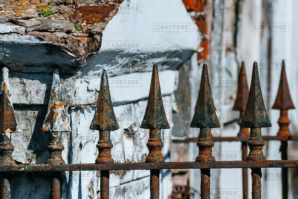 St Louis Cemetery No 1 Rusty Iron Fence Tips, New Orleans, Louisiana · United States