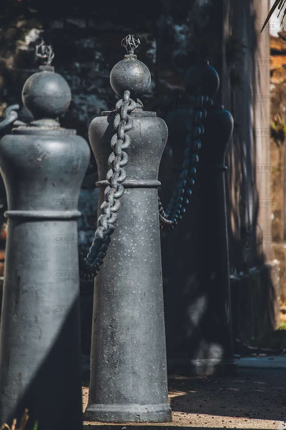 St Louis Cemetery Monumental Stone Markers with Chains, New Orleans, Louisiana · United States
