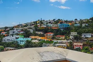 St Thomas Town Amidst Hillside Greenery