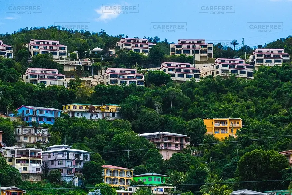 St Thomas Terraced Houses on Slopes, USVI · Caribbean