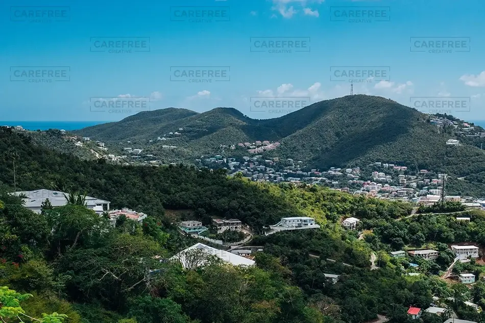 St Thomas Overcast Day with Island Vista, USVI · Caribbean