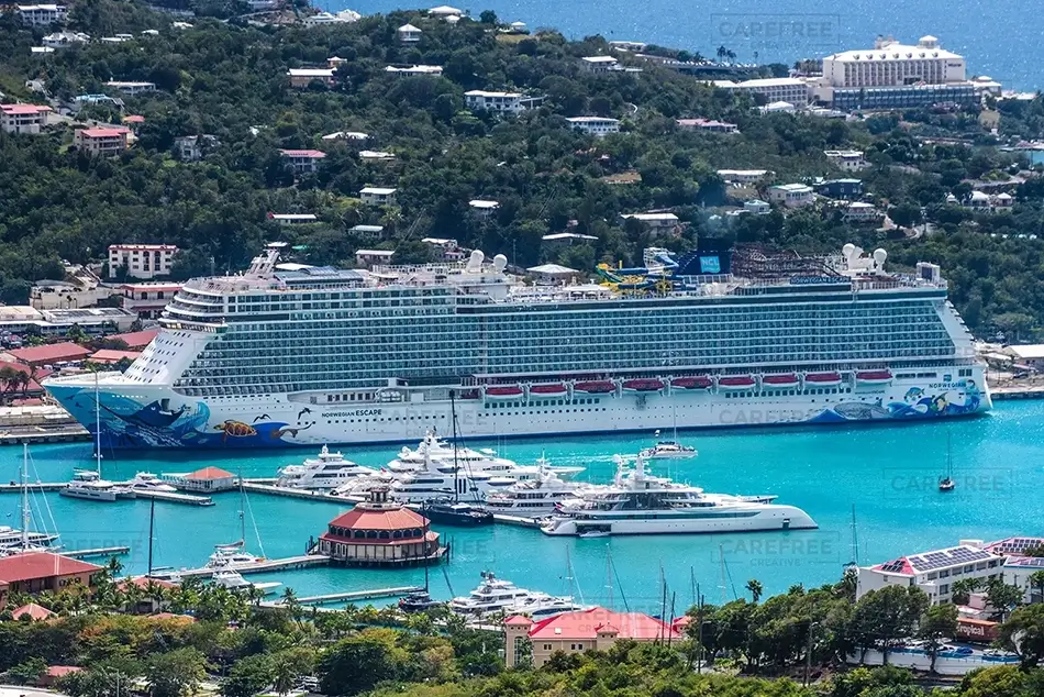 St Thomas Majestic Cruise Ship at Harbor, USVI · Caribbean