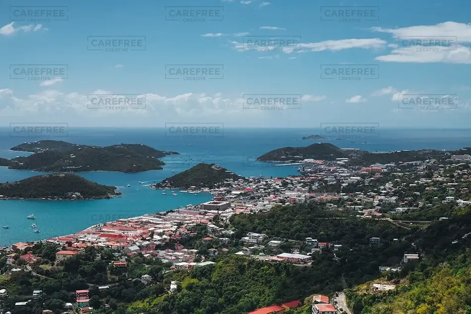 St Thomas Overlook with Clear Skies, USVI · Caribbean