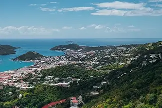 St Thomas Aerial View of Harbor and Town, USVI