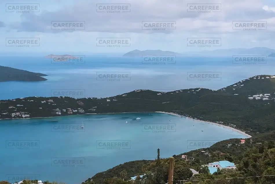 St Thomas Scenic Overlook of Bays and Hills, USVI · Caribbean