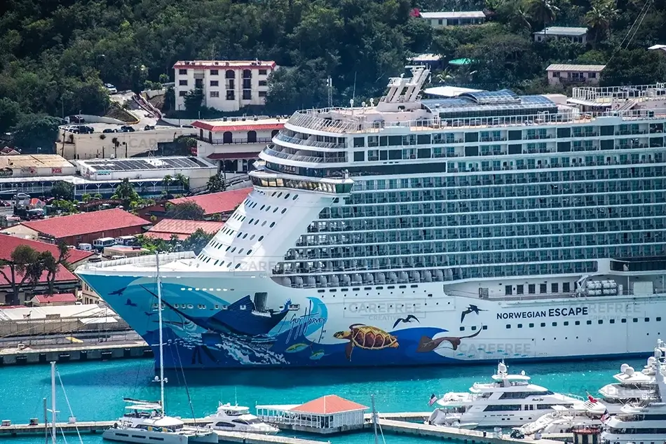 St Thomas Busy Port from Above, USVI · Caribbean