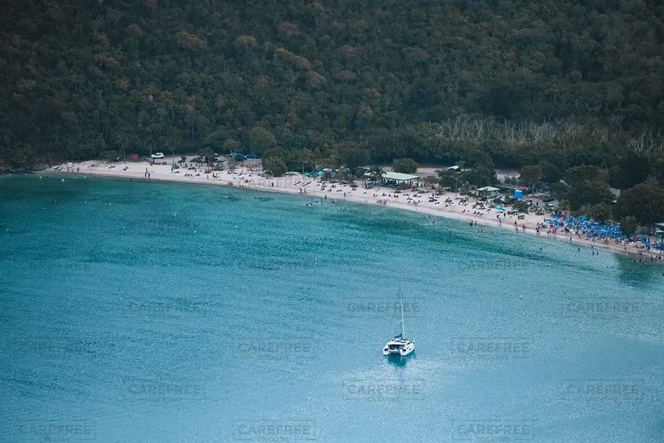 St Thomas Secluded Sandy Beach from Above, USVI · Caribbean