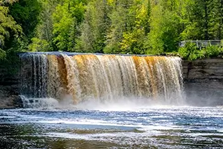 Tahquamenon Falls State Park Waterfall Cascading Over Rocks, Paradise, Michigan