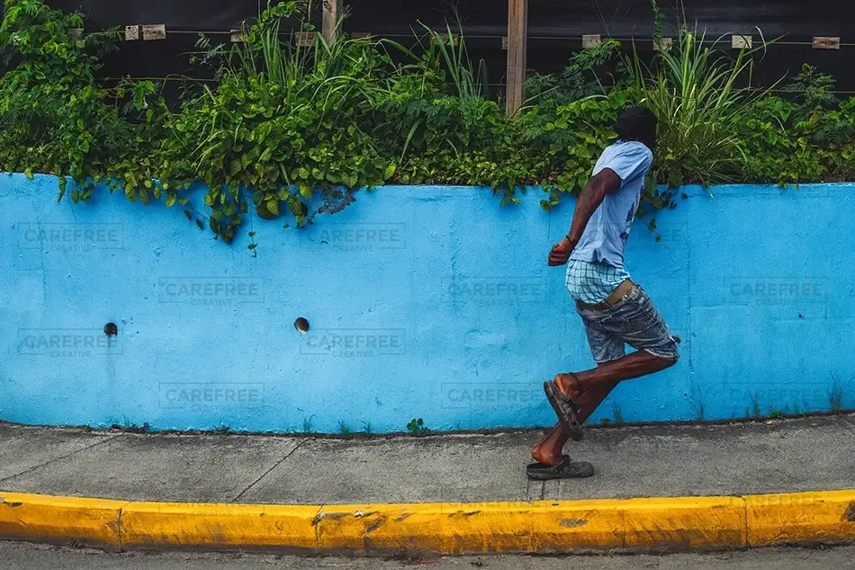 Tortola Running Street Life in Blue, Road Town, Tortola · British Virgin Islands