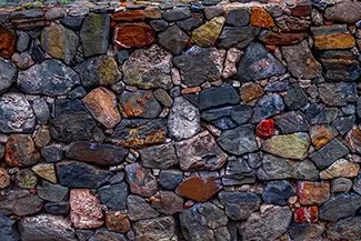 Tortola Colorful Stone Wall, Road Town, Tortola