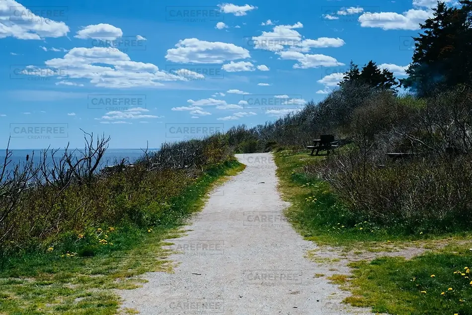 Two Lights State Park Coastal Trail Sunny Sky, Cape Elizabeth, Maine · United States