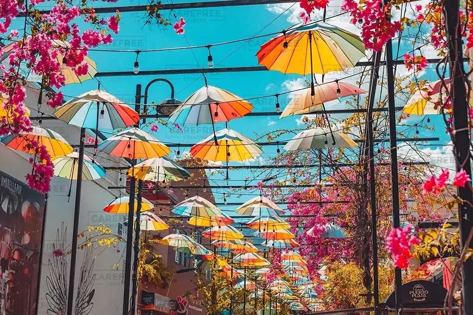 Umbrella Street Sky Parade of Colors, San Felipe, Puerto Plata · Dominican Republic