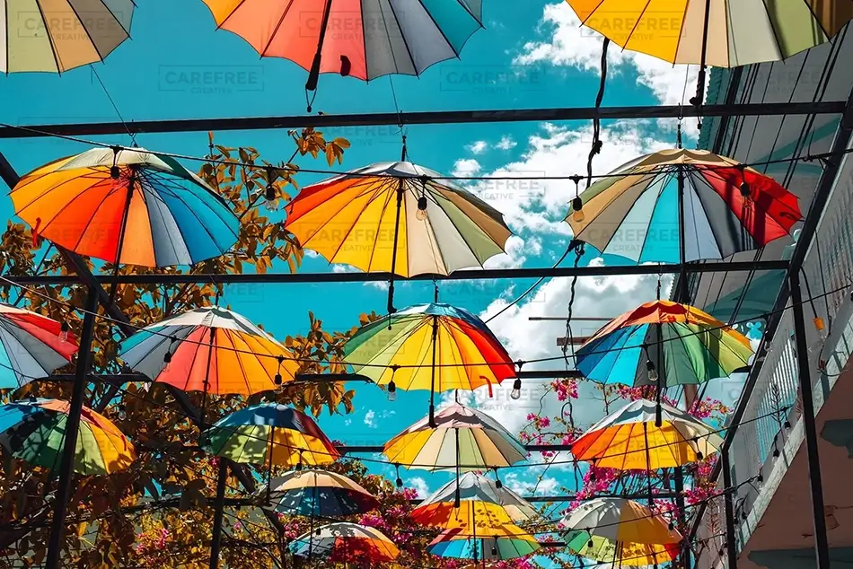 Umbrella Street Colorful Streetside Promenade, San Felipe, Puerto Plata · Dominican Republic