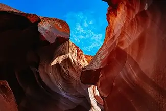 Upper Antelope Canyon Light Blue Sky, Page, Arizona
