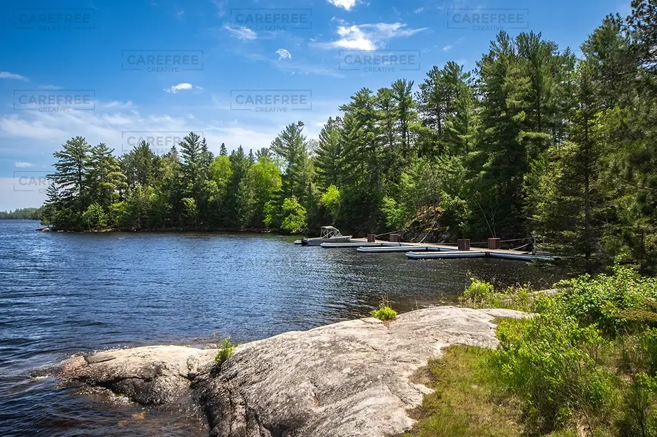 Voyagers National Park Lakeside View With Docks, International Falls, Minnesota · United States