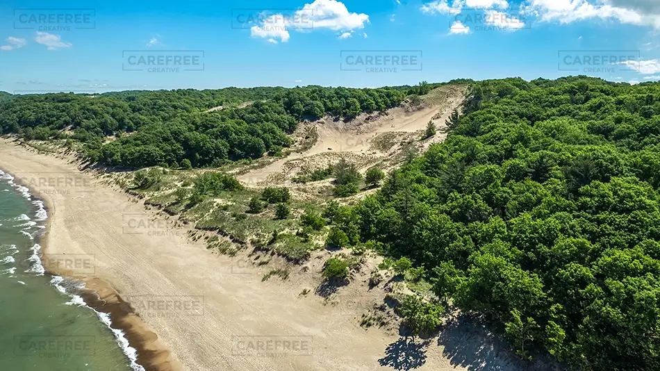 Warren Dunes State Park Serene Sandy Beach Scene, Sawyer, Michigan · United States