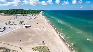 Warren Dunes State Park Aerial View of Sandy Beach, Sawyer, Michigan