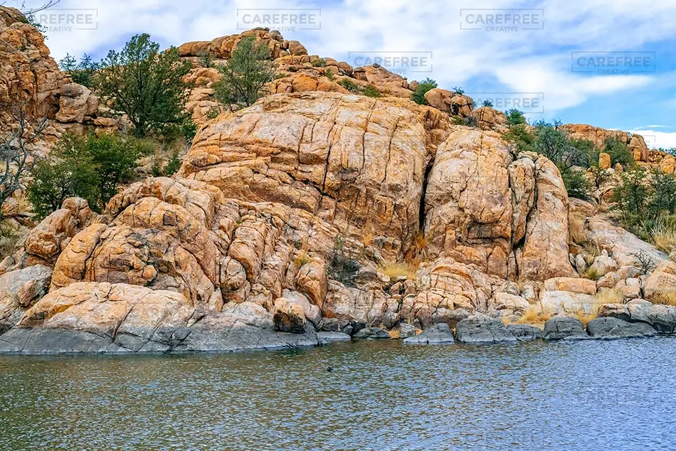 Watson Lake Granite Cliff Over Water, Prescott, Arizona · United States