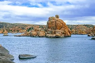 Watson Lake Balanced Boulder Island, Prescott, Arizona