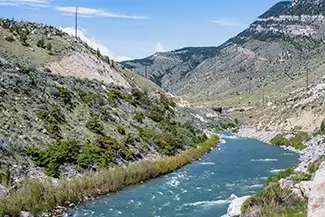 Wyoming Scenic River Flowing Through Mountains, Wyoming