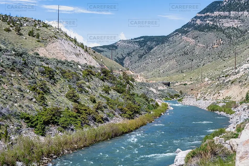 Wyoming Scenic River Flowing Through Mountains, Wyoming · United States