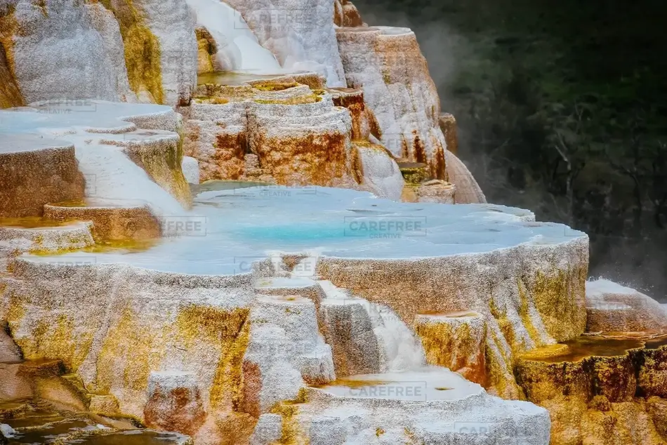 Yellowstone National Park Mammouth Hot Springs Macro, Yellowstone National Park, Wyoming · United States