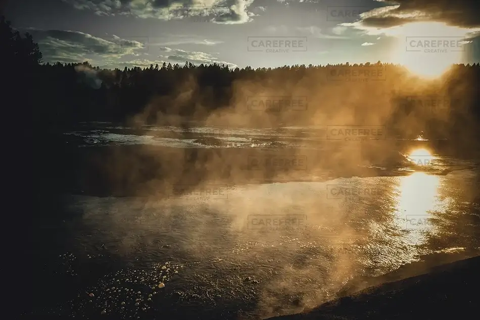 Yellowstone National Park Sour Lake Sunset, Yellowstone National Park, Wyoming · United States