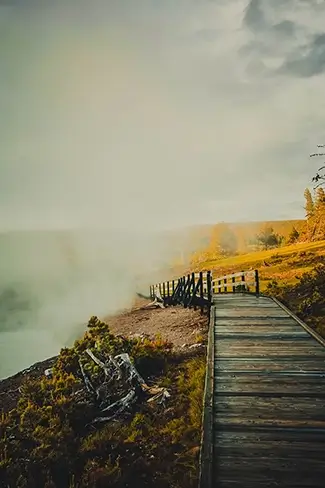 Yellowstone National Park Churning Caldron Steamy Path, Yellowstone National Park, Wyoming