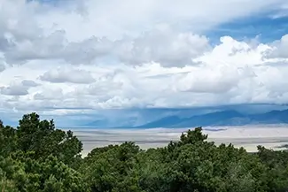 Zapata Falls Scenic Mountain View with Cloudy Sky, Alamosa, Colorado