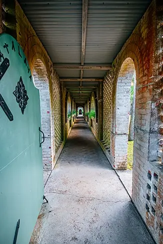 Atalaya Castle Long Brick Arched Corridor