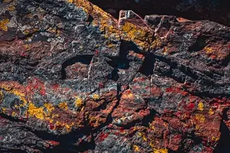 Black Canyon Of The Gunnison Fractured Granite With Yellow Lichen