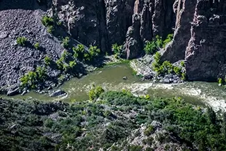 Black Canyon Of The Gunnison River Winding Through Deep Canyon